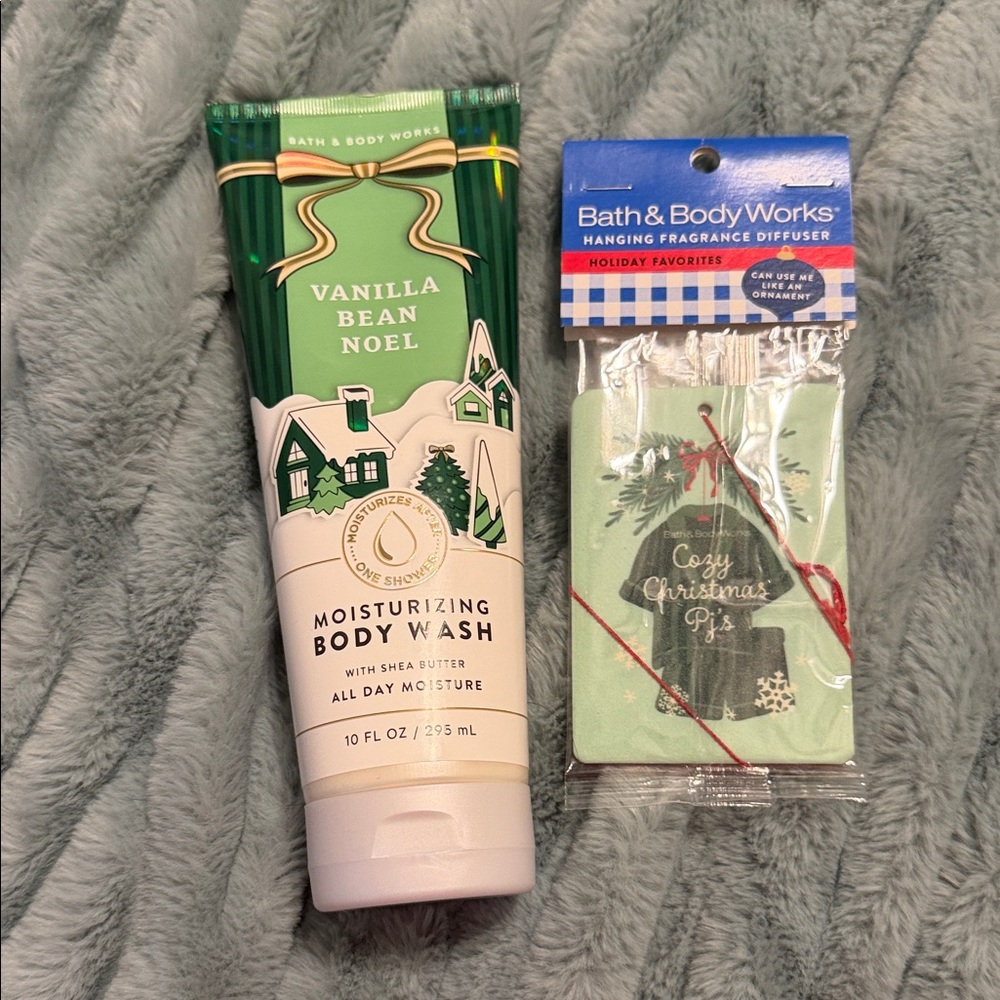 Bath & Body Works Vanilla Bean Noel Body Wash - Green and White